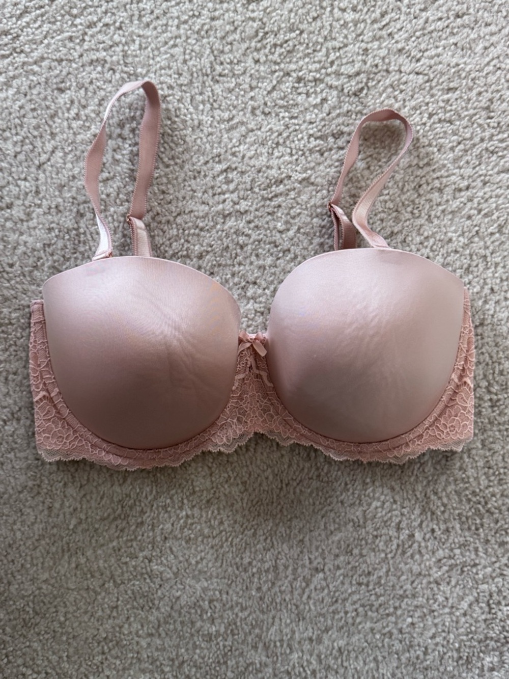 Victoria's Secret Padded Lace-Band Bra in Blush Pink
